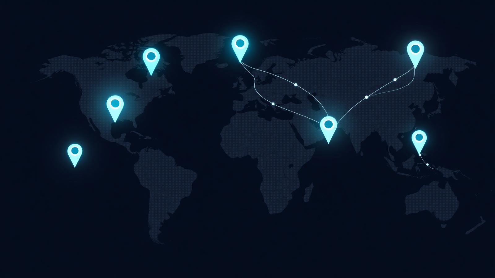 World map highlighting Development Molecule client regions